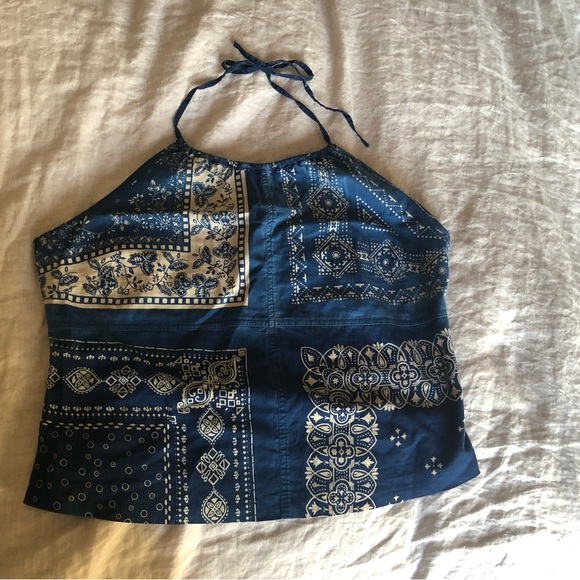 Polo Jeans company Tops - Navy Blue Bandana Print Halter Top